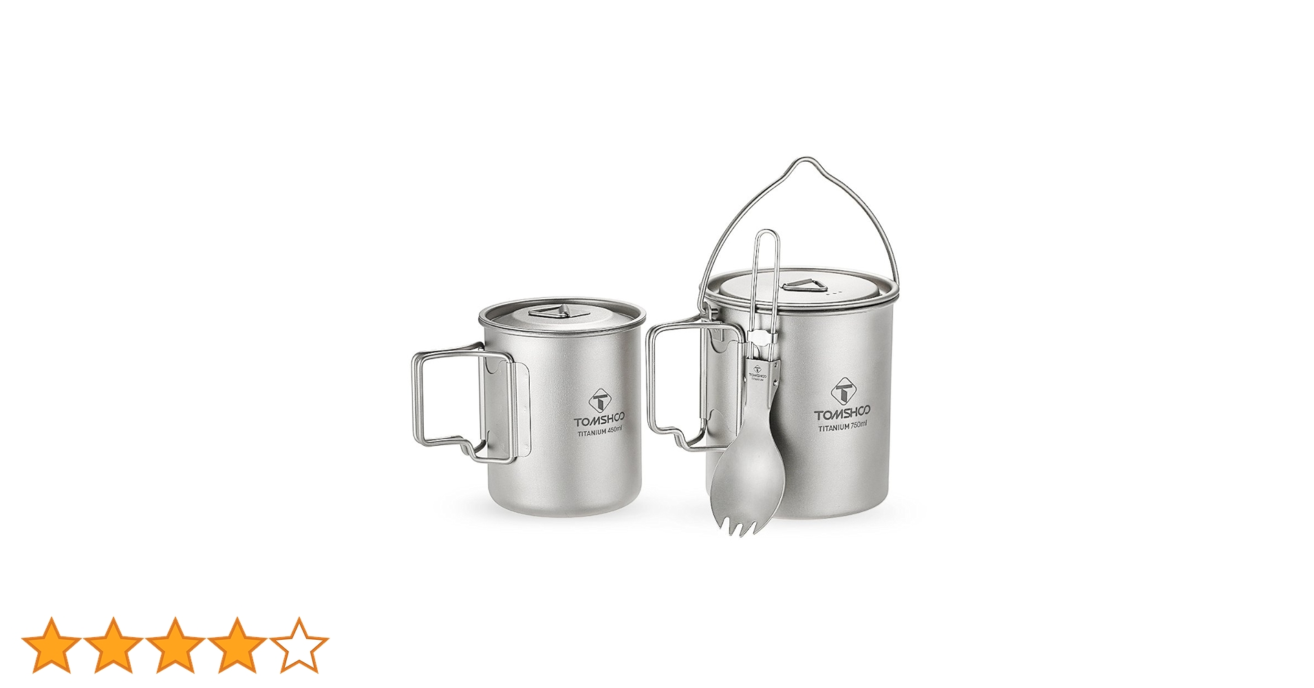 チタンカップ 750mlポット＋450mlマグカップ＋軽量フォーク/スプーン Amazon.co.jp: TOMSHOO チタンカップ キャンプ用 750mlポット